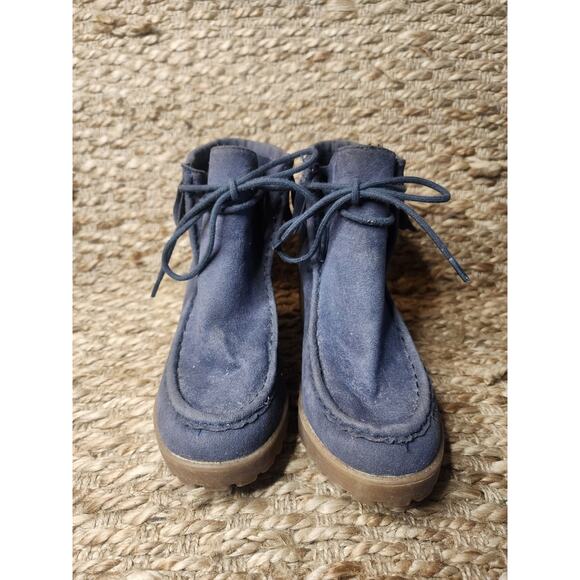 Rocket Dog Wedge Booties Blue Suede Moccasin Fringe Women's 8 - Picture 3 of 12